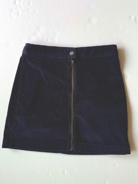 Wilfred Aritzia Navy Corduroy A-Line Mini Skirt | Button Zip | Size 8